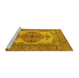 Sideview of Machine Washable Oriental Yellow Industrial Rug, wshurb1131yw