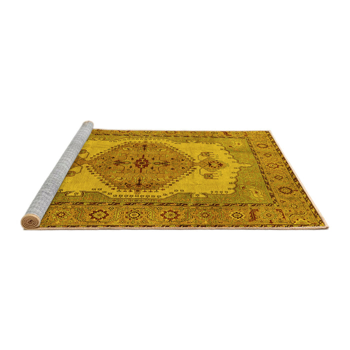 Sideview of Machine Washable Oriental Yellow Industrial Rug, wshurb1131yw