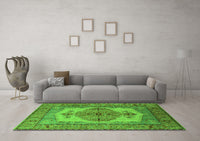 Machine Washable Oriental Green Industrial Rug, wshurb1131grn