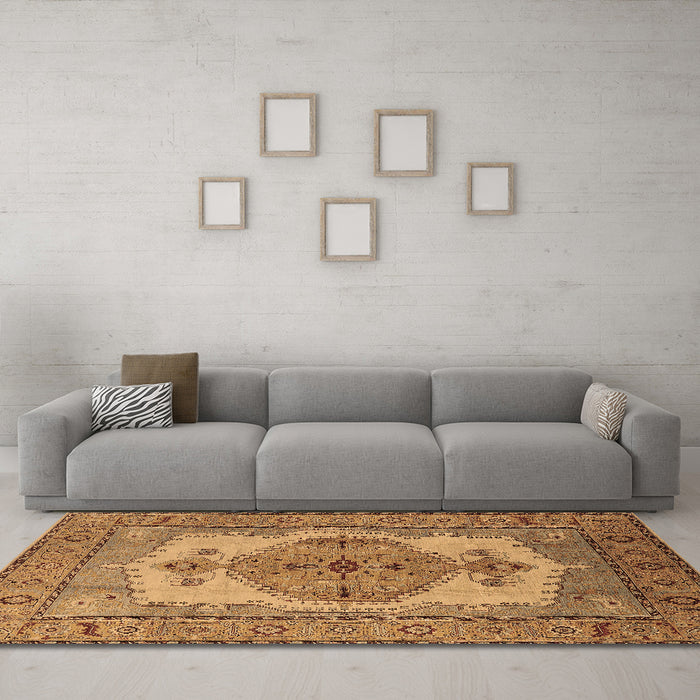 Machine Washable Oriental Brown Industrial Rug in a Living Room,, wshurb1131brn