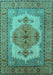 Machine Washable Oriental Turquoise Industrial Area Rugs, wshurb1131turq