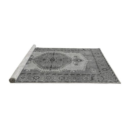 Sideview of Machine Washable Oriental Gray Industrial Rug, wshurb1131gry