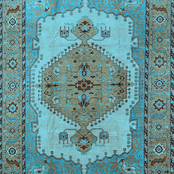 Machine Washable Oriental Light Blue Industrial Rug, wshurb1131lblu
