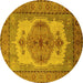 Round Oriental Yellow Industrial Rug, urb1131yw