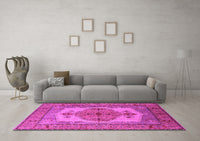 Machine Washable Oriental Pink Industrial Rug, wshurb1131pnk