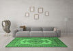 Machine Washable Oriental Emerald Green Industrial Area Rugs in a Living Room,, wshurb1131emgrn