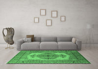 Machine Washable Oriental Emerald Green Industrial Rug, wshurb1131emgrn