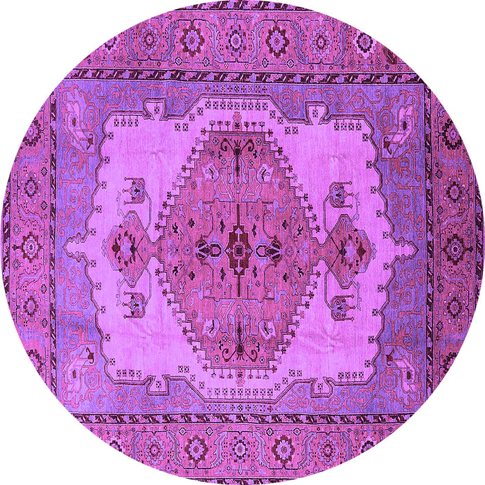 Round Machine Washable Oriental Purple Industrial Area Rugs, wshurb1131pur