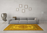 Machine Washable Oriental Yellow Industrial Rug, wshurb1131yw