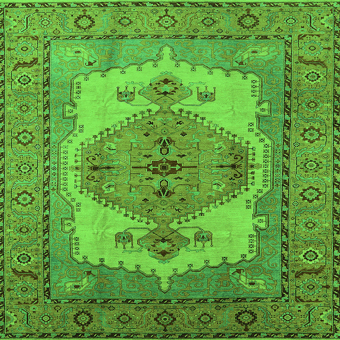 Square Machine Washable Oriental Green Industrial Area Rugs, wshurb1131grn