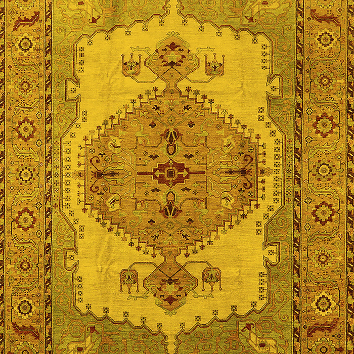 Machine Washable Oriental Yellow Industrial Rug, wshurb1131yw