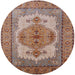 Round Machine Washable Industrial Modern Chestnut Red Rug, wshurb1131