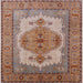 Square Mid-Century Modern Chestnut Red Oriental Rug, urb1131