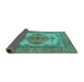 Sideview of Oriental Turquoise Industrial Rug, urb1131turq