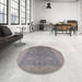 Round Machine Washable Industrial Modern Rosy Brown Pink Rug in a Office, wshurb1132