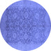 Round Oriental Blue Industrial Rug, urb1132blu