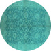 Round Oriental Turquoise Industrial Rug, urb1132turq