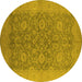 Round Oriental Yellow Industrial Rug, urb1132yw