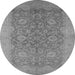 Round Oriental Gray Industrial Rug, urb1132gry