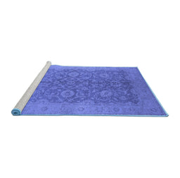 Sideview of Machine Washable Oriental Blue Industrial Rug, wshurb1132blu