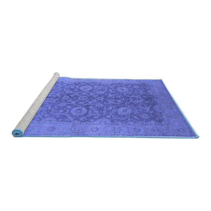 Sideview of Machine Washable Oriental Blue Industrial Rug, wshurb1132blu