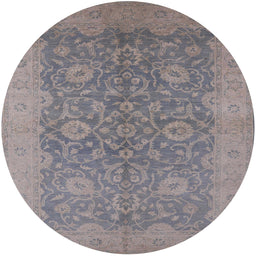 Round Mid-Century Modern Rosy Brown Pink Oriental Rug, urb1132