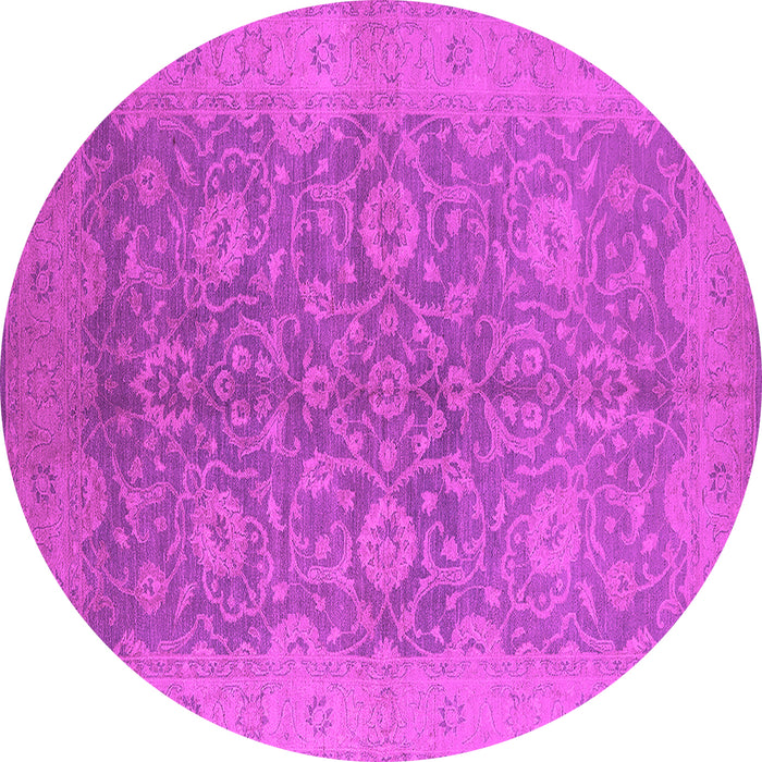 Round Machine Washable Oriental Pink Industrial Rug, wshurb1132pnk