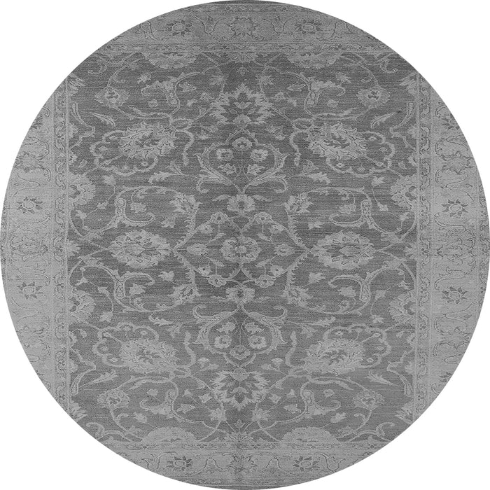 Round Machine Washable Oriental Gray Industrial Rug, wshurb1132gry