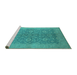 Sideview of Machine Washable Oriental Turquoise Industrial Area Rugs, wshurb1132turq