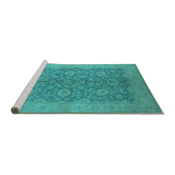 Sideview of Machine Washable Oriental Turquoise Industrial Area Rugs, wshurb1132turq