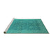 Sideview of Machine Washable Oriental Turquoise Industrial Area Rugs, wshurb1132turq