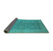 Sideview of Oriental Turquoise Industrial Rug, urb1132turq