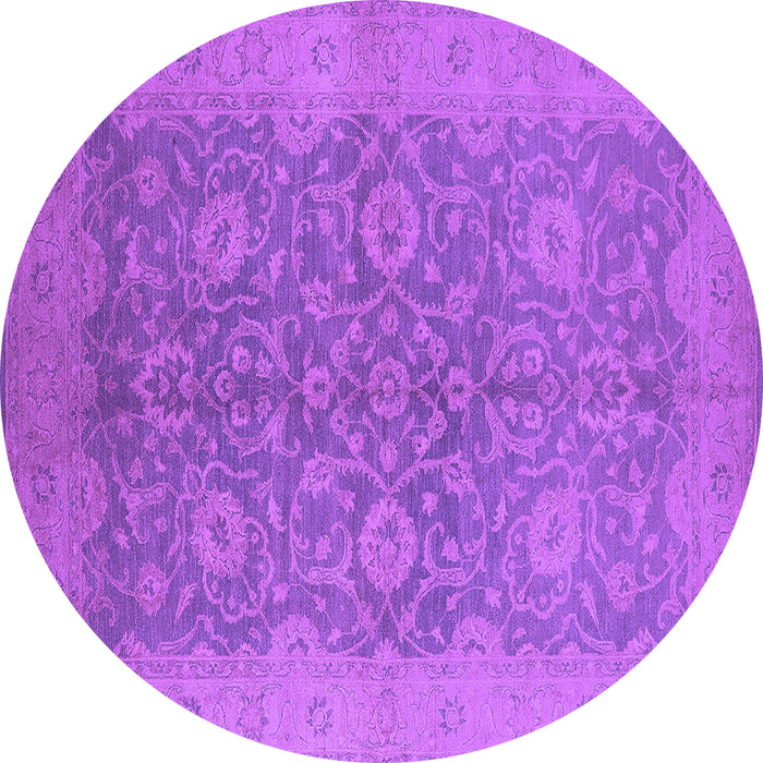 Round Machine Washable Oriental Purple Industrial Area Rugs, wshurb1132pur