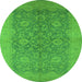 Round Oriental Green Industrial Rug, urb1132grn