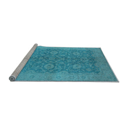 Sideview of Machine Washable Oriental Light Blue Industrial Rug, wshurb1132lblu