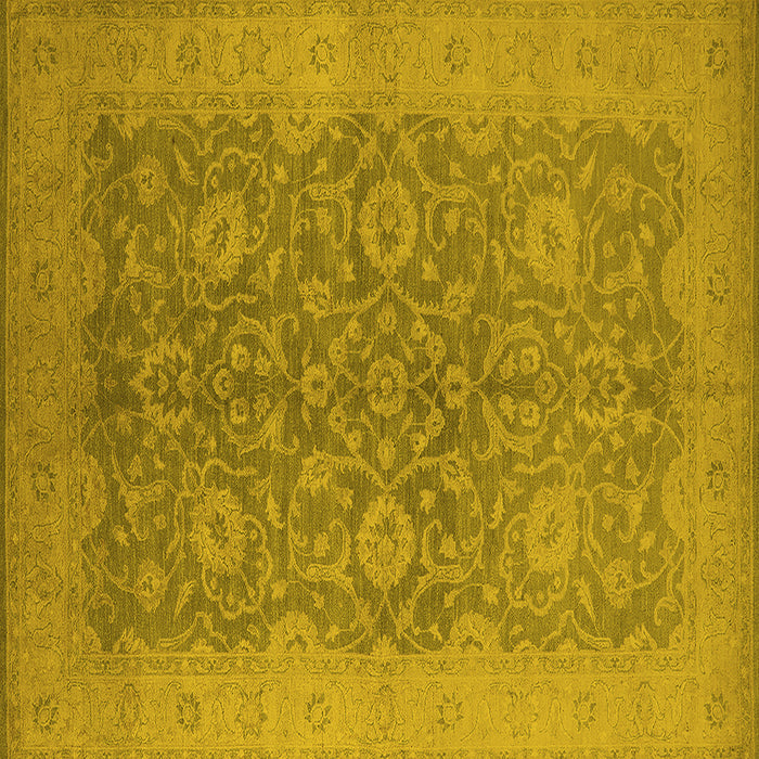 Square Machine Washable Oriental Yellow Industrial Rug, wshurb1132yw