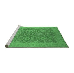 Sideview of Machine Washable Oriental Emerald Green Industrial Area Rugs, wshurb1132emgrn