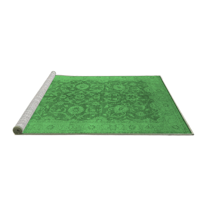 Sideview of Machine Washable Oriental Emerald Green Industrial Area Rugs, wshurb1132emgrn