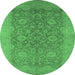 Round Oriental Emerald Green Industrial Rug, urb1132emgrn