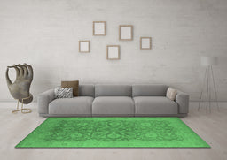 Machine Washable Oriental Emerald Green Industrial Area Rugs in a Living Room,, wshurb1132emgrn