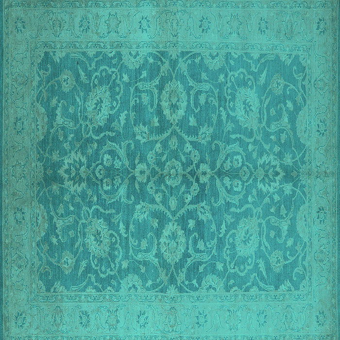 Square Oriental Turquoise Industrial Rug, urb1132turq