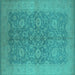 Square Oriental Turquoise Industrial Rug, urb1132turq