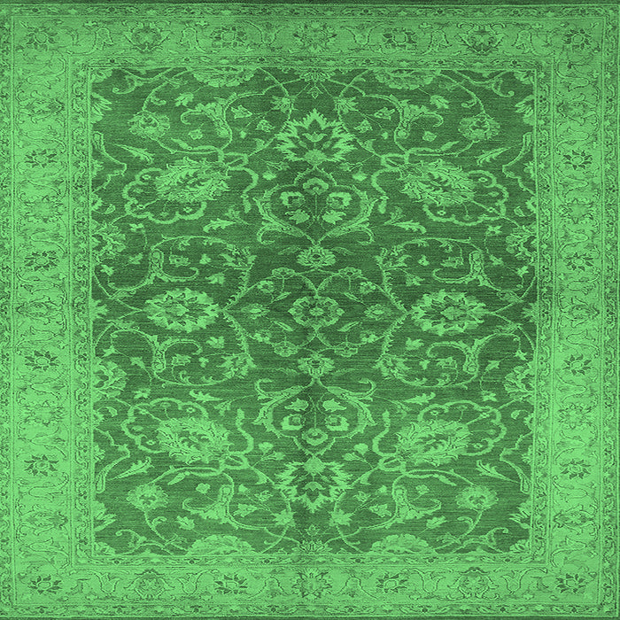 Square Machine Washable Oriental Emerald Green Industrial Area Rugs, wshurb1133emgrn