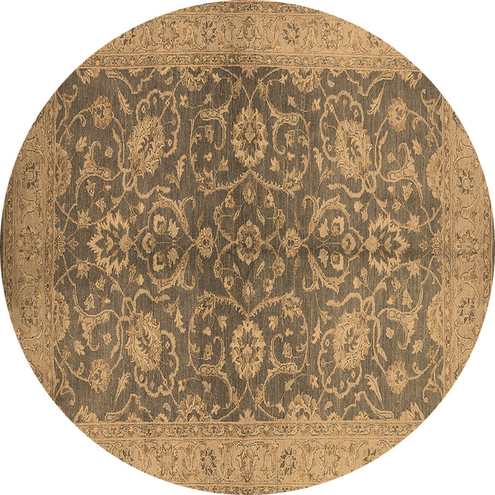 Round Machine Washable Oriental Brown Industrial Rug, wshurb1133brn