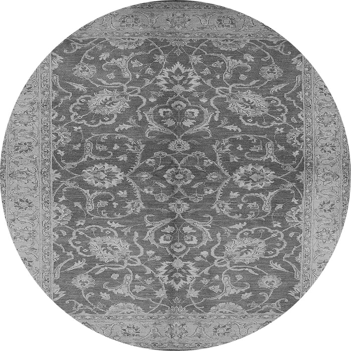 Round Machine Washable Oriental Gray Industrial Rug, wshurb1133gry