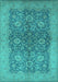 Machine Washable Oriental Turquoise Industrial Area Rugs, wshurb1133turq