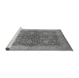 Sideview of Machine Washable Oriental Gray Industrial Rug, wshurb1133gry