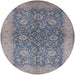 Round Machine Washable Industrial Modern Dark Gray Rug, wshurb1133