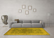 Machine Washable Oriental Yellow Industrial Rug in a Living Room, wshurb1133yw