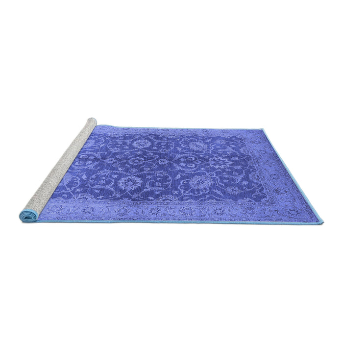 Sideview of Machine Washable Oriental Blue Industrial Rug, wshurb1133blu
